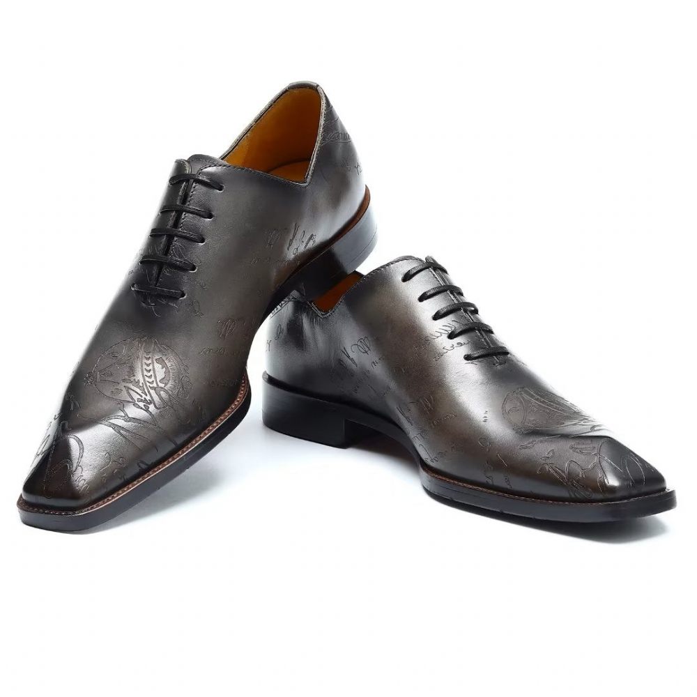 Chaussures Formelles Pour Hommes Richelieu Cuir Oxford - Gris