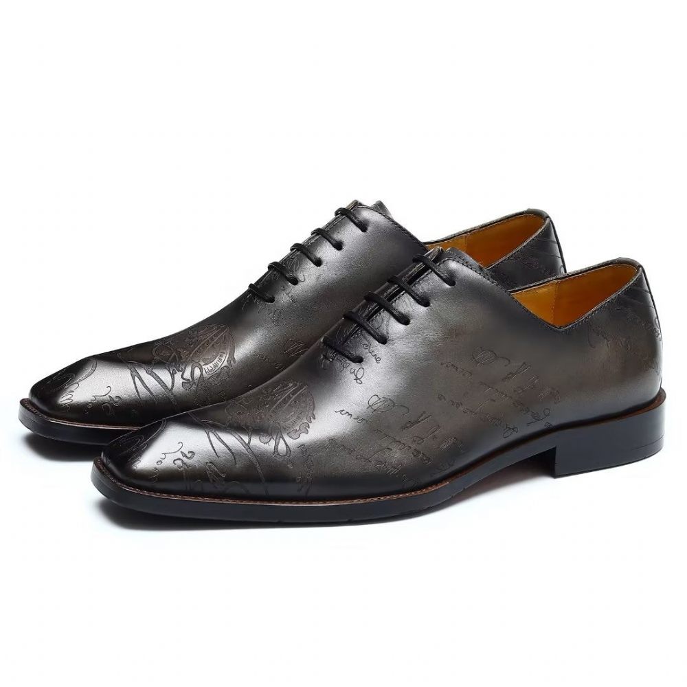 Chaussures Formelles Pour Hommes Richelieu Cuir Oxford - Gris