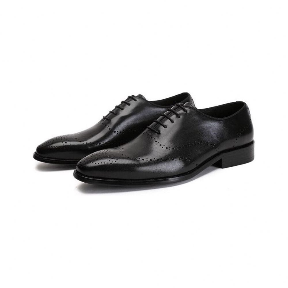 Chaussures Formelles Pour Hommes Richelieu Cuir Vache Exotique - Noir