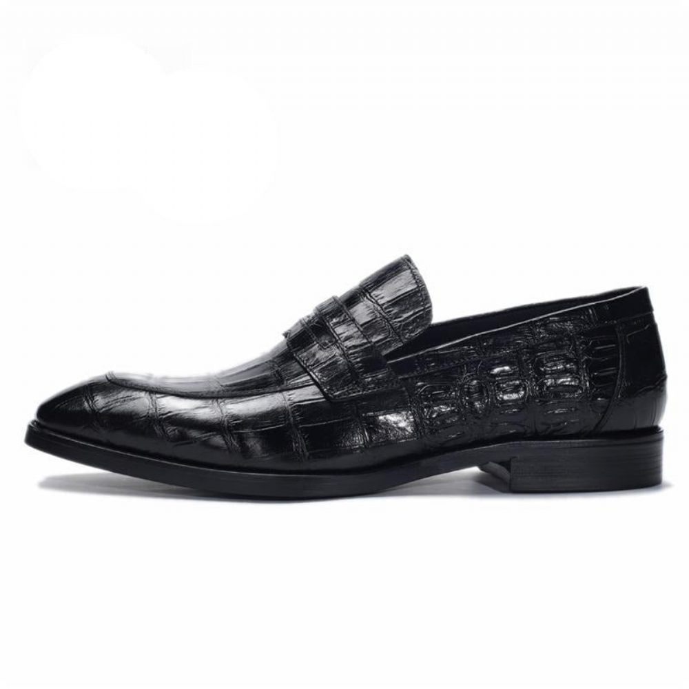 Chaussures Formelles Pour Hommes Richelieu À Enfiler Texture Exotique - Noir