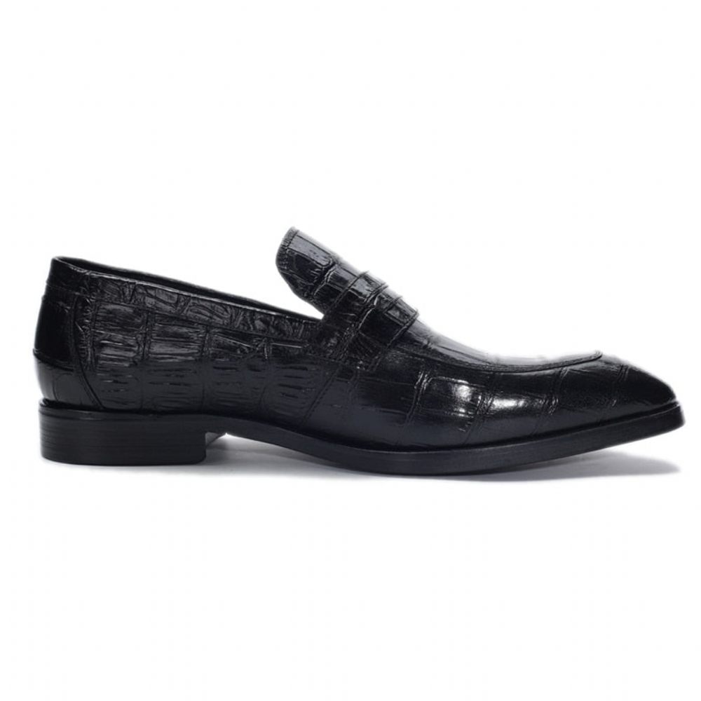 Chaussures Formelles Pour Hommes Richelieu À Enfiler Texture Exotique - Noir