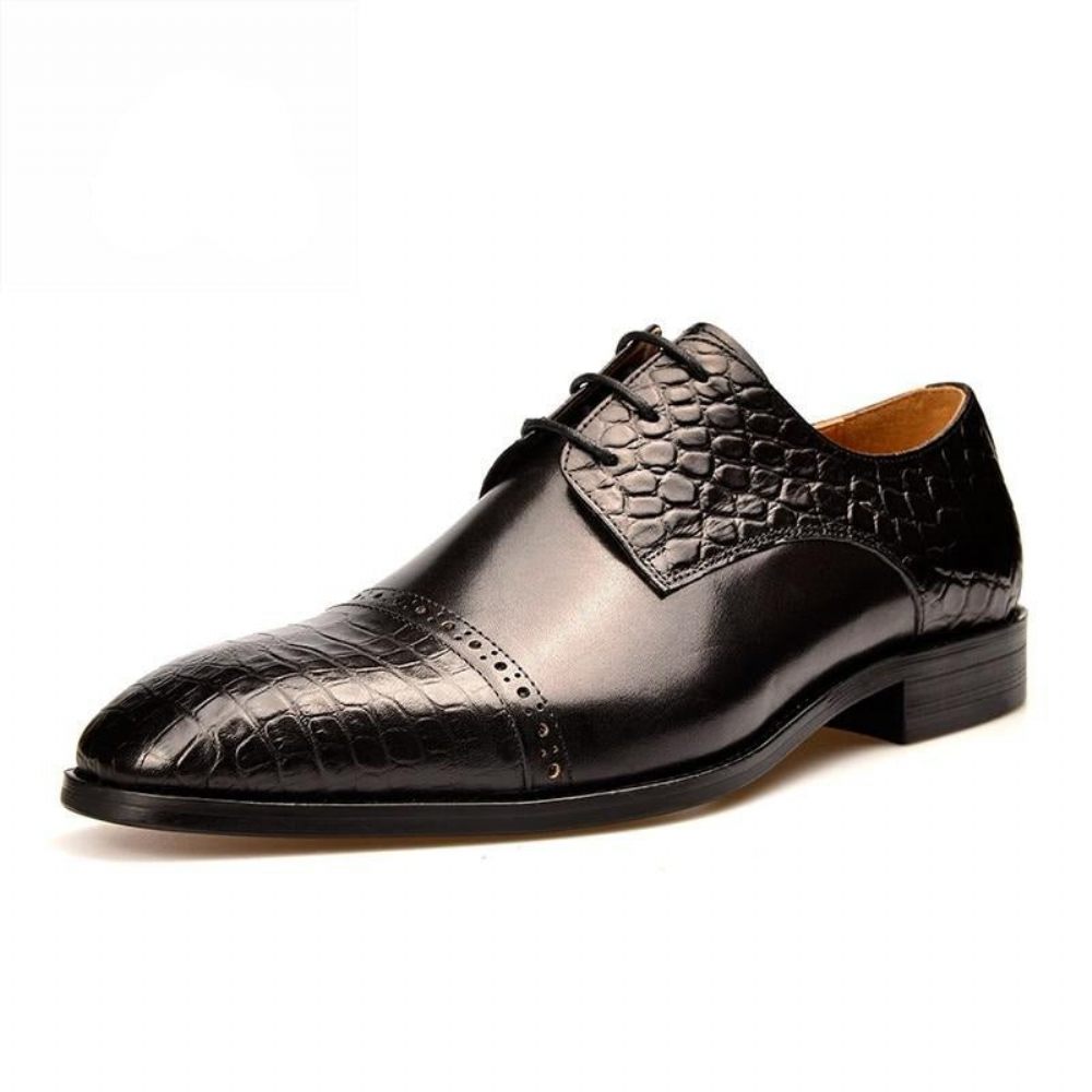 Chaussures Formelles Pour Hommes Richelieu À Lacets Exotiques - Noir