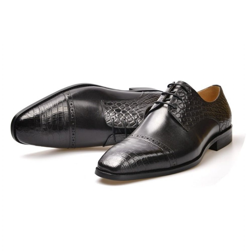 Chaussures Formelles Pour Hommes Richelieu À Lacets Exotiques - Noir