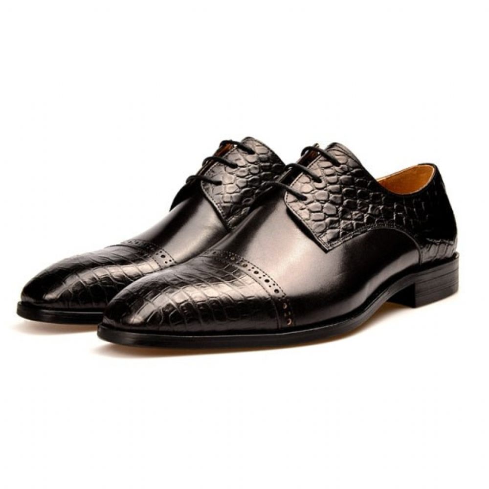 Chaussures Formelles Pour Hommes Richelieu À Lacets Exotiques - Noir