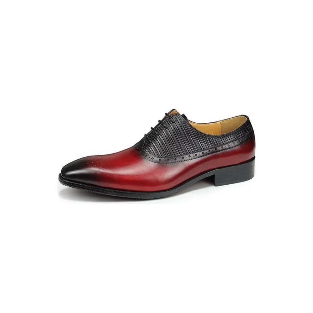 Chaussures Formelles Pour Hommes Richelieu Mariage Cuir Véritable - Rouge