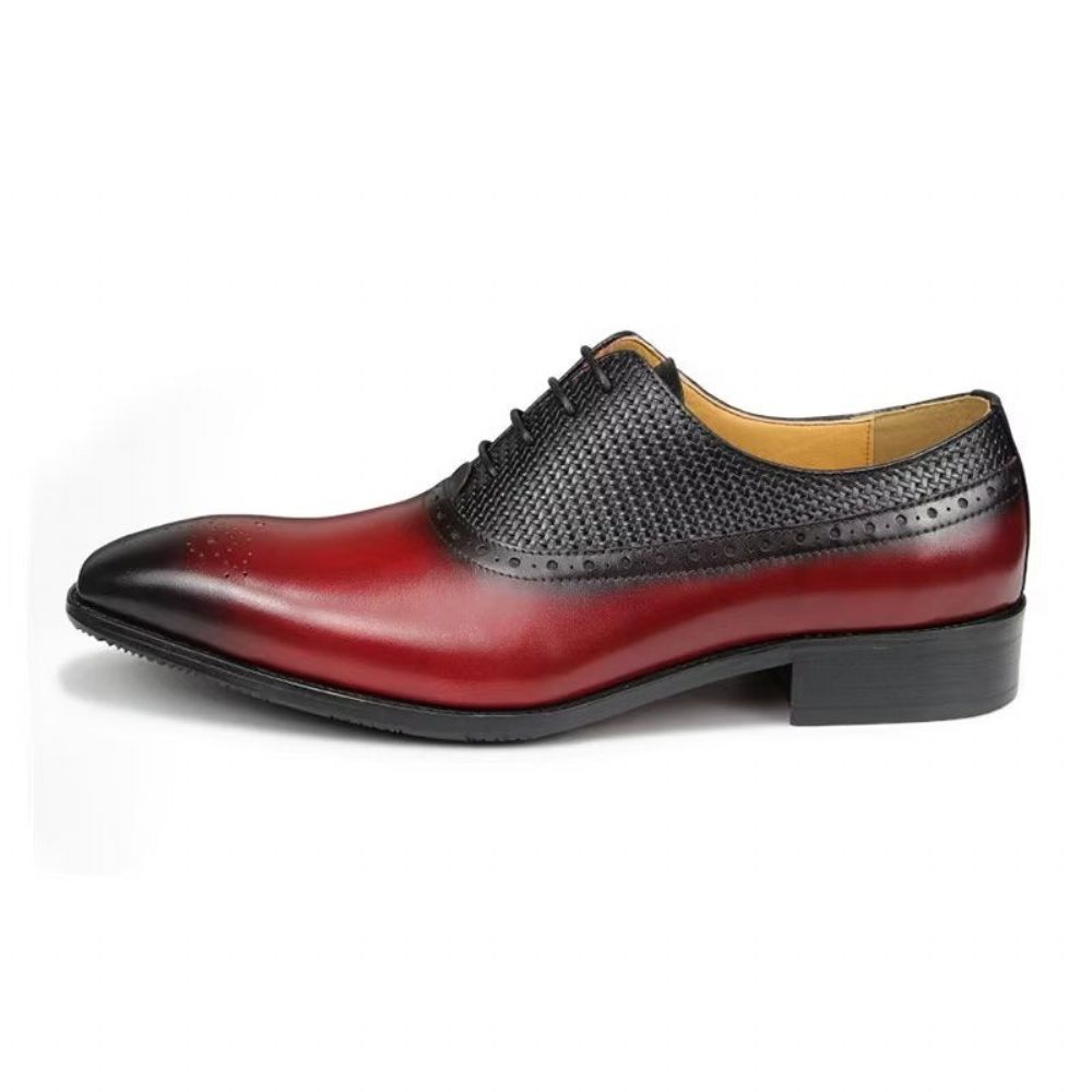 Chaussures Formelles Pour Hommes Richelieu Mariage Cuir Véritable - Rouge