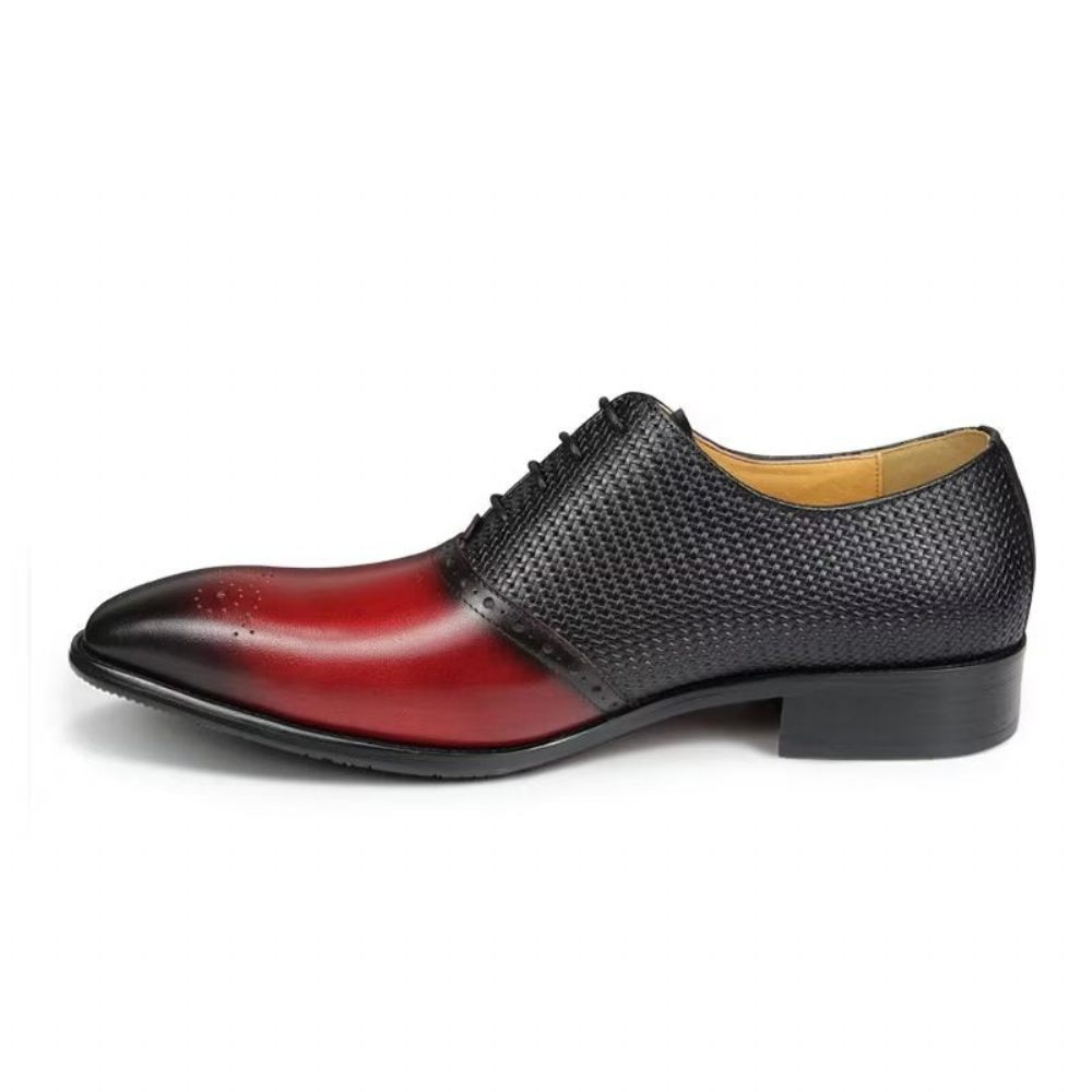 Chaussures Formelles Pour Hommes Richelieu Mariage Cuir Véritable - Rouge