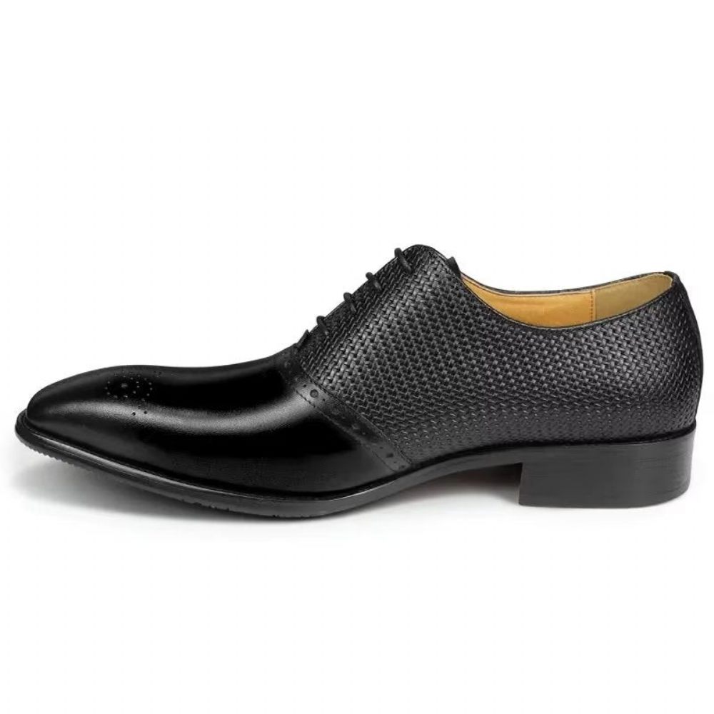 Chaussures Formelles Pour Hommes Richelieu Mariage Cuir Véritable - Noir