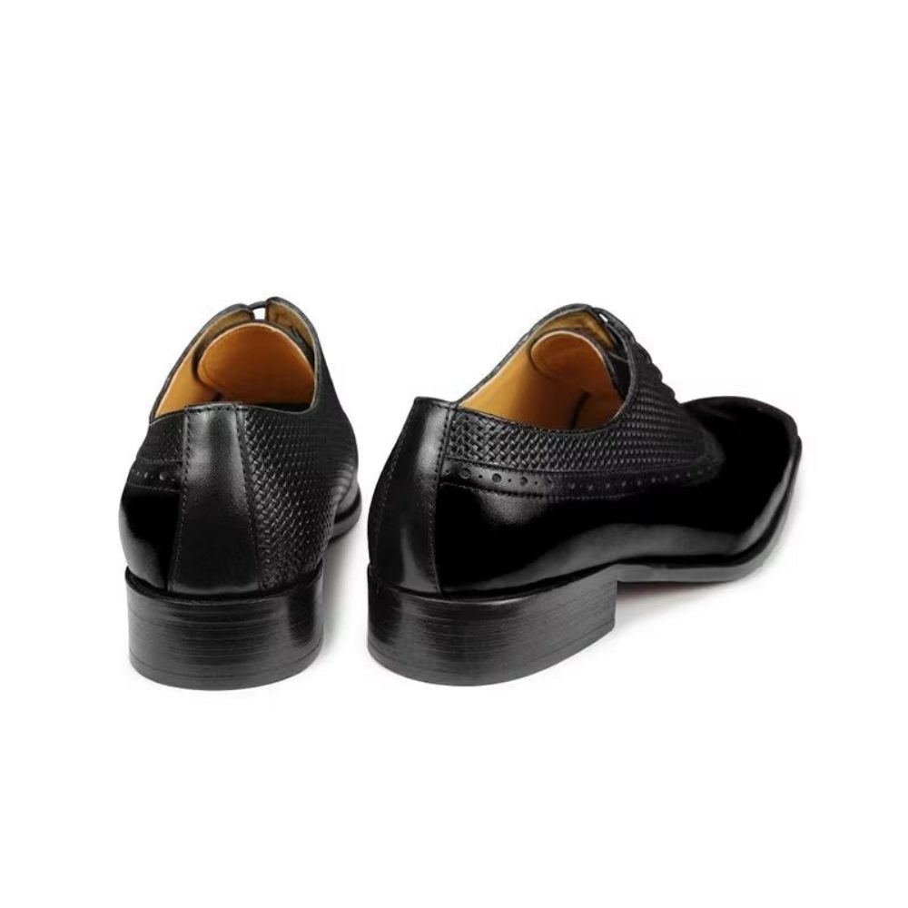 Chaussures Formelles Pour Hommes Richelieu Mariage Cuir Véritable - Noir