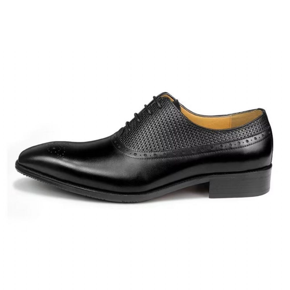 Chaussures Formelles Pour Hommes Richelieu Mariage Cuir Véritable - Noir