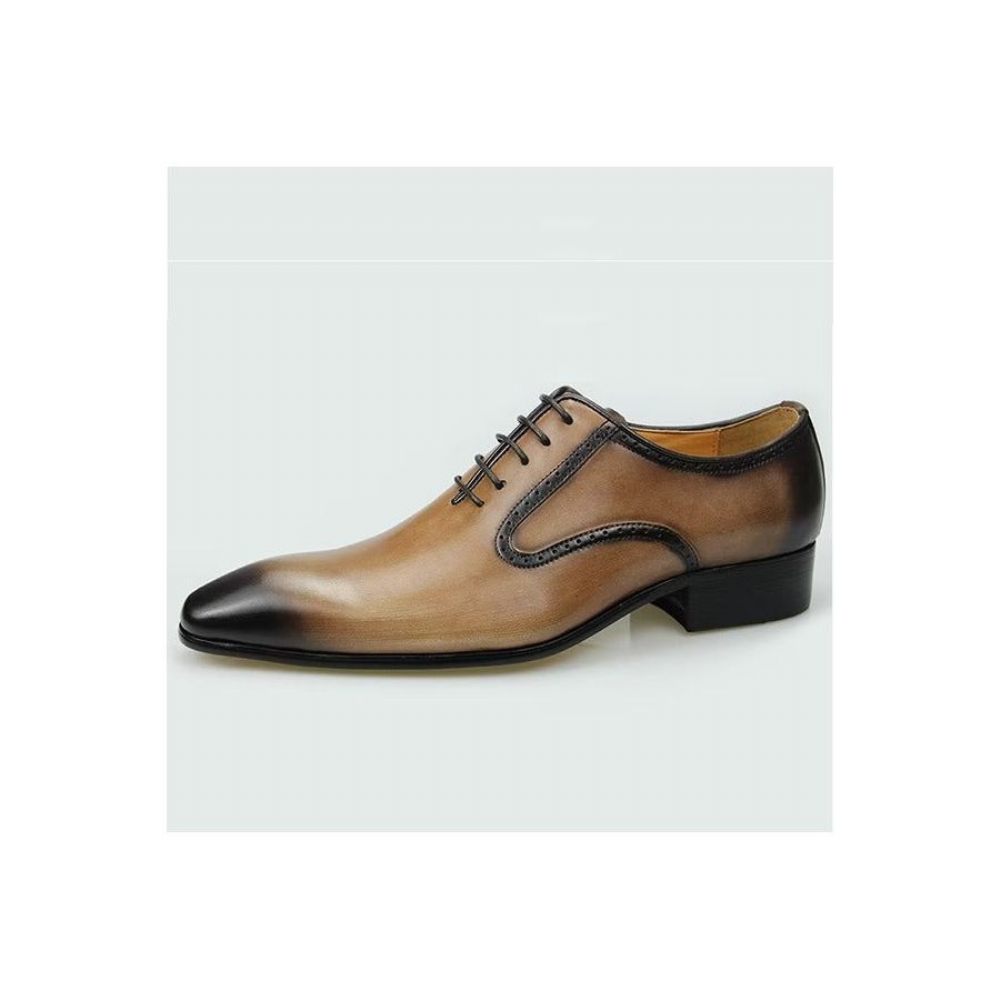 Chaussures Formelles Pour Hommes Richelieu Mariage Cuir Véritable Chic - Brun