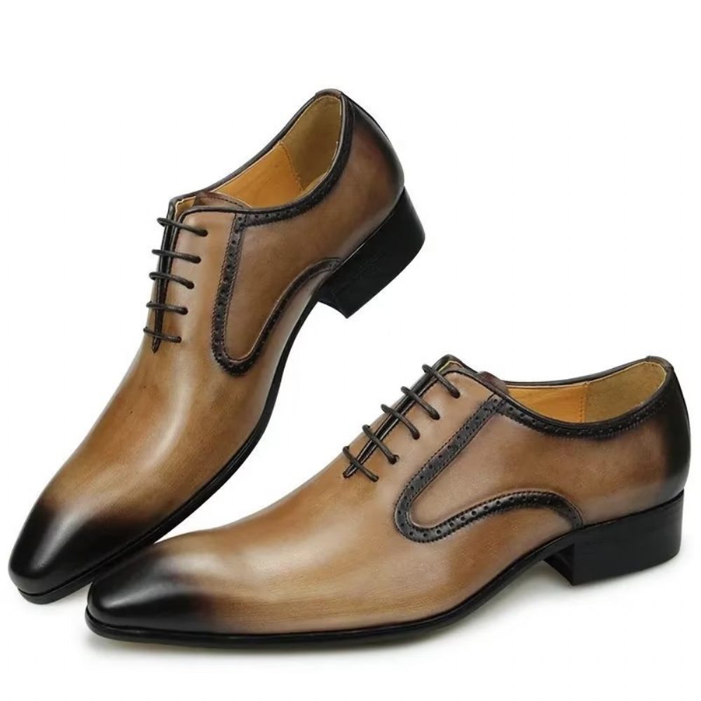 Chaussures Formelles Pour Hommes Richelieu Mariage Cuir Véritable Chic - Brun