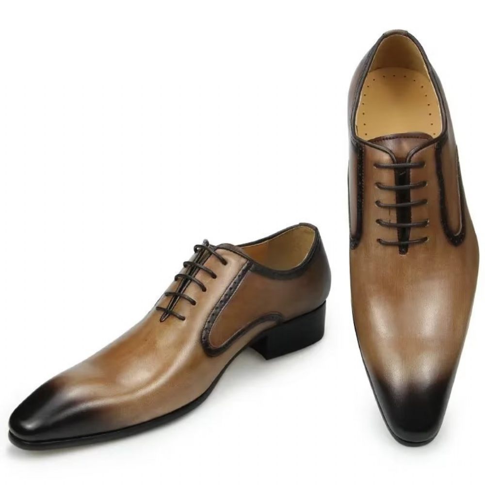 Chaussures Formelles Pour Hommes Richelieu Mariage Cuir Véritable Chic - Brun