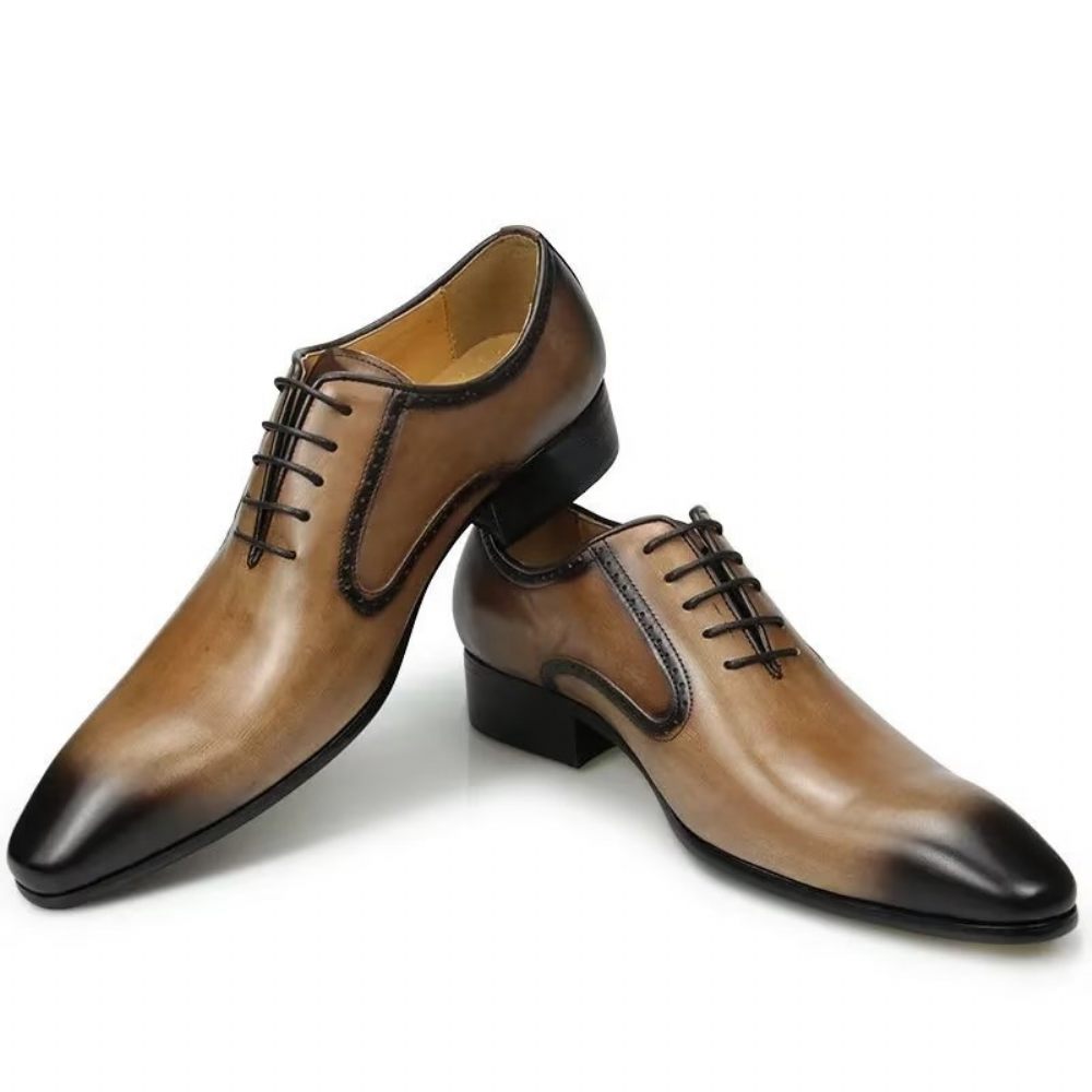 Chaussures Formelles Pour Hommes Richelieu Mariage Cuir Véritable Chic - Brun