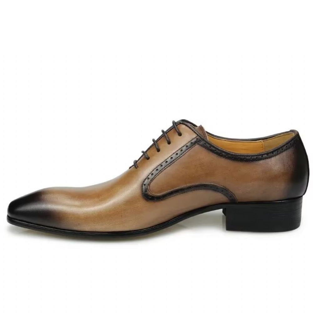 Chaussures Formelles Pour Hommes Richelieu Mariage Cuir Véritable Chic - Brun