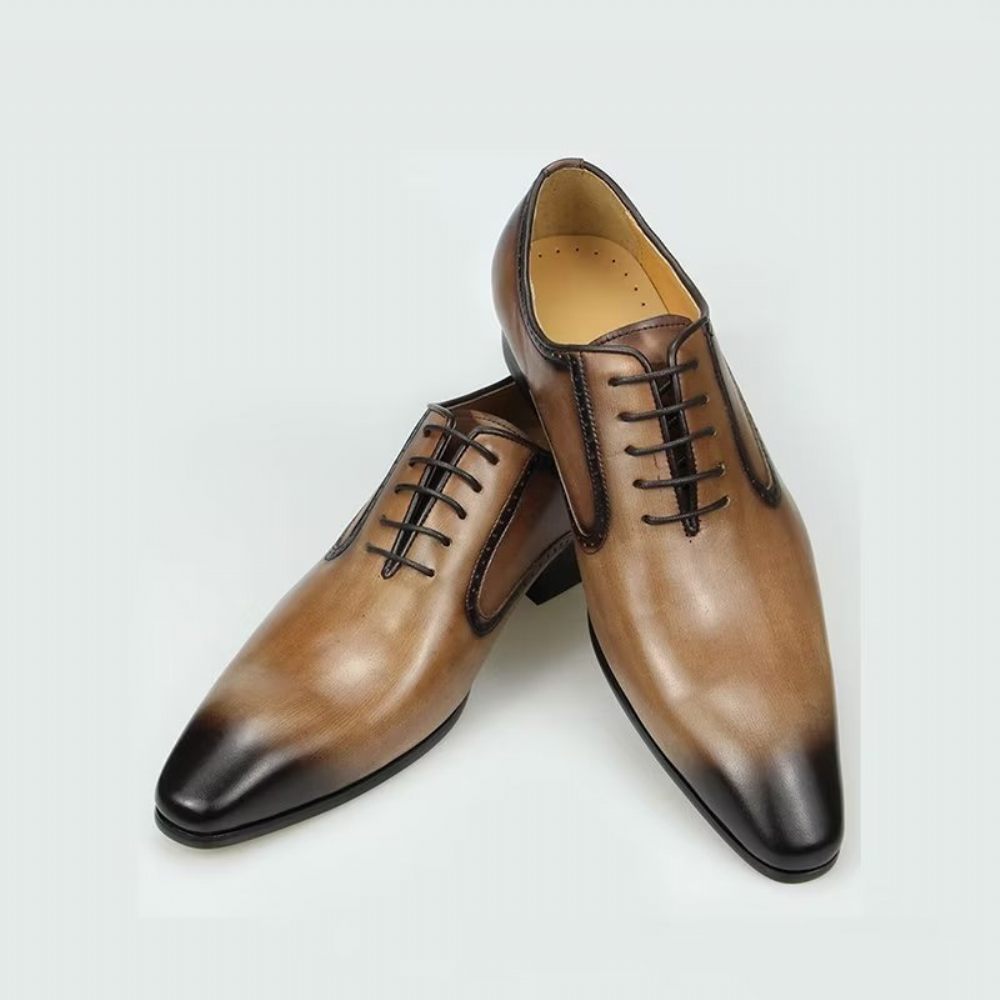 Chaussures Formelles Pour Hommes Richelieu Mariage Cuir Véritable Chic - Brun