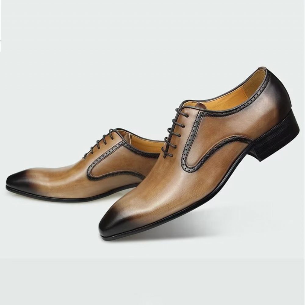 Chaussures Formelles Pour Hommes Richelieu Mariage Cuir Véritable Chic - Brun