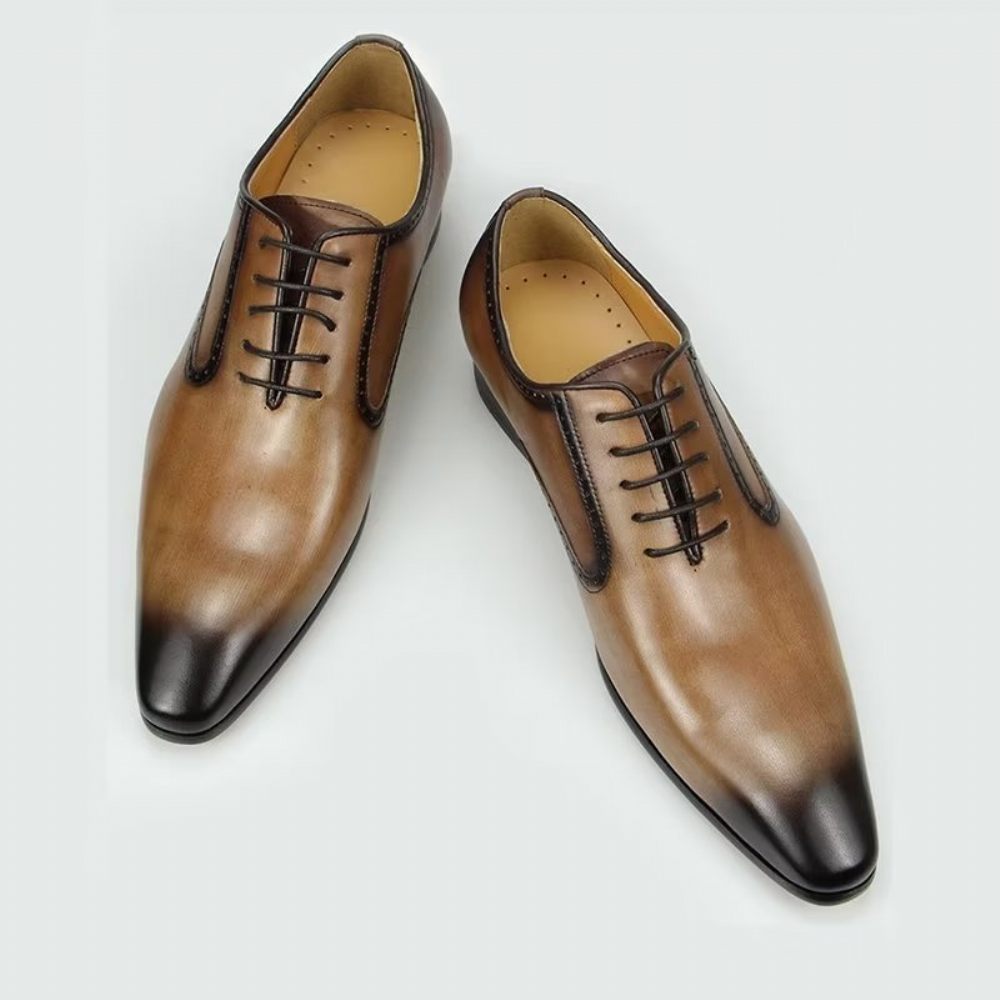 Chaussures Formelles Pour Hommes Richelieu Mariage Cuir Véritable Chic - Brun