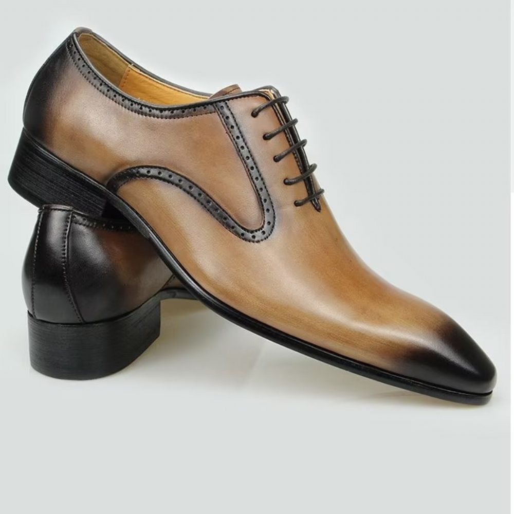 Chaussures Formelles Pour Hommes Richelieu Mariage Cuir Véritable Chic - Brun