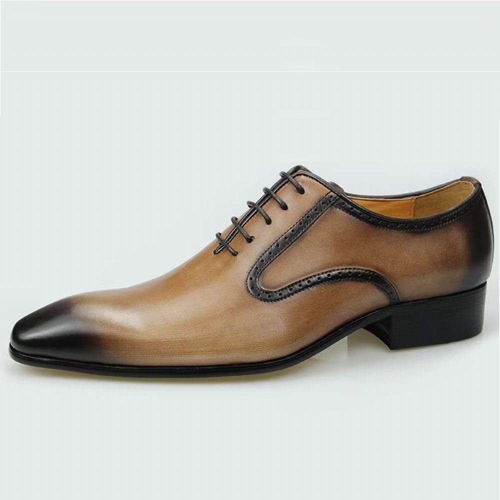 Chaussures Formelles Pour Hommes Richelieu Mariage Cuir Véritable Chic - Brun