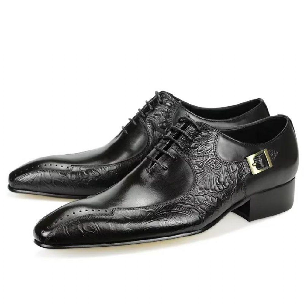 Chaussures Formelles Pour Hommes Richelieu Mariage Cuir Véritable Chic - Noir