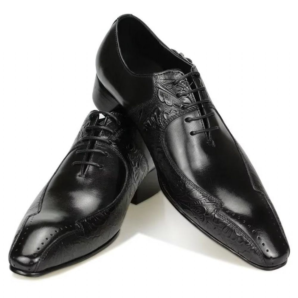 Chaussures Formelles Pour Hommes Richelieu Mariage Cuir Véritable Chic - Noir