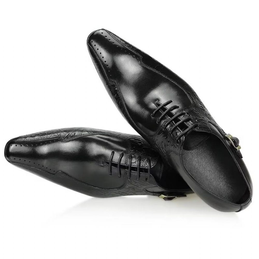 Chaussures Formelles Pour Hommes Richelieu Mariage Cuir Véritable Chic - Noir