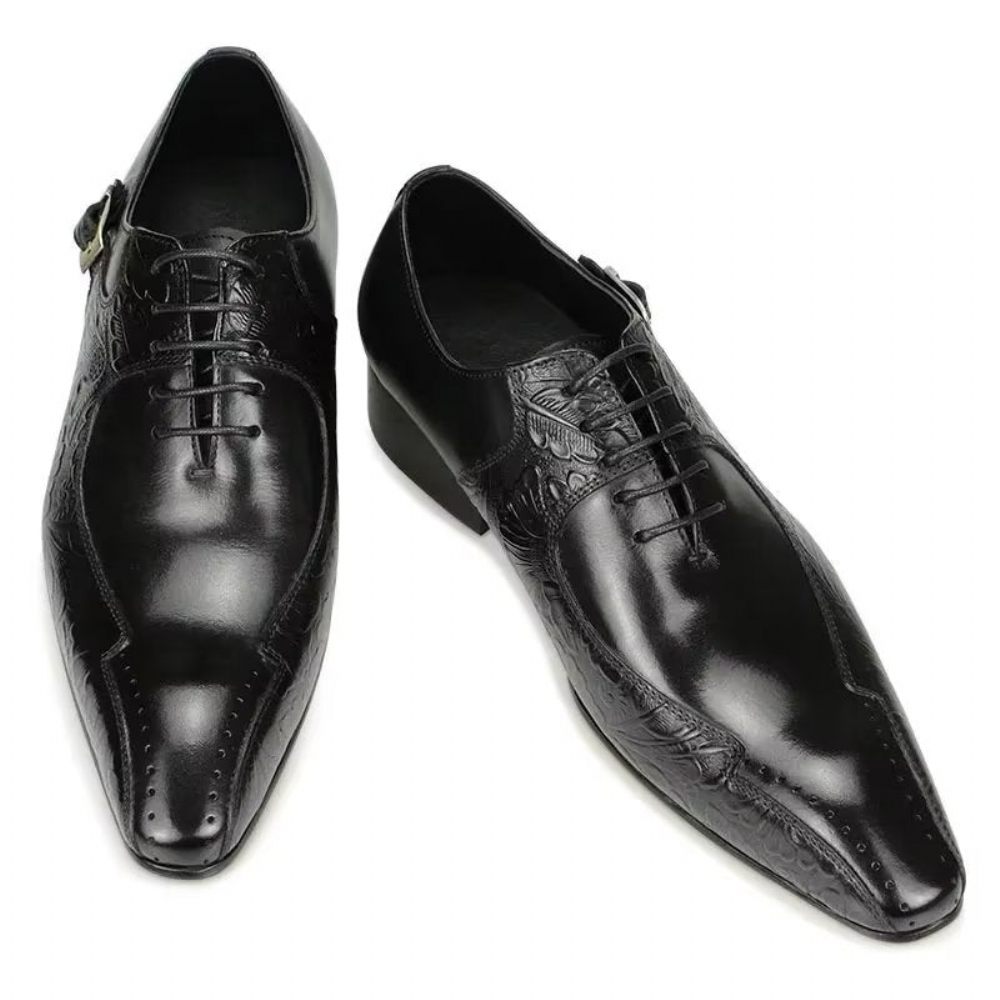 Chaussures Formelles Pour Hommes Richelieu Mariage Cuir Véritable Chic - Noir