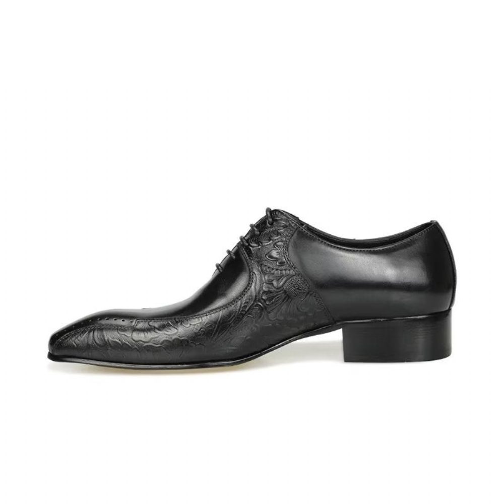 Chaussures Formelles Pour Hommes Richelieu Mariage Cuir Véritable Chic - Noir