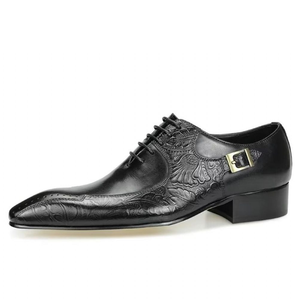 Chaussures Formelles Pour Hommes Richelieu Mariage Cuir Véritable Chic - Noir