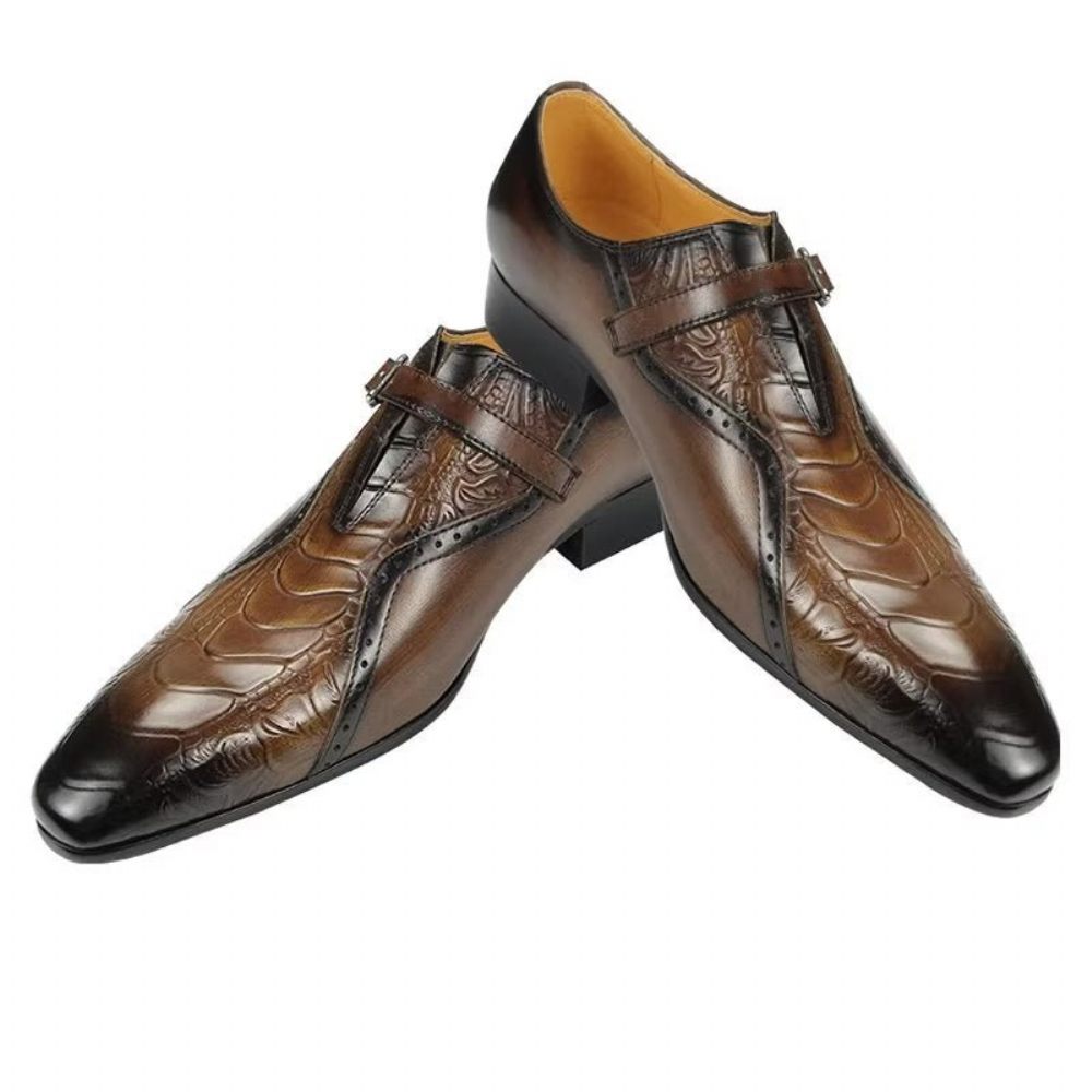 Chaussures Formelles Pour Hommes Richelieu Mariage Cuir Véritable Élégantes - Café