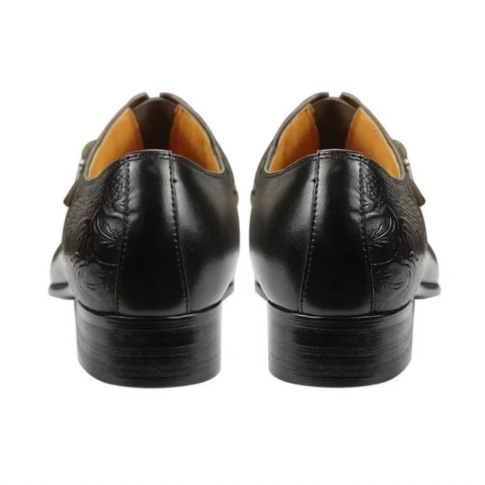 Chaussures Formelles Pour Hommes Richelieu Mariage Cuir Véritable Élégantes - Café