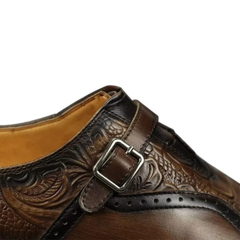 Chaussures Formelles Pour Hommes Richelieu Mariage Cuir Véritable Élégantes - Café