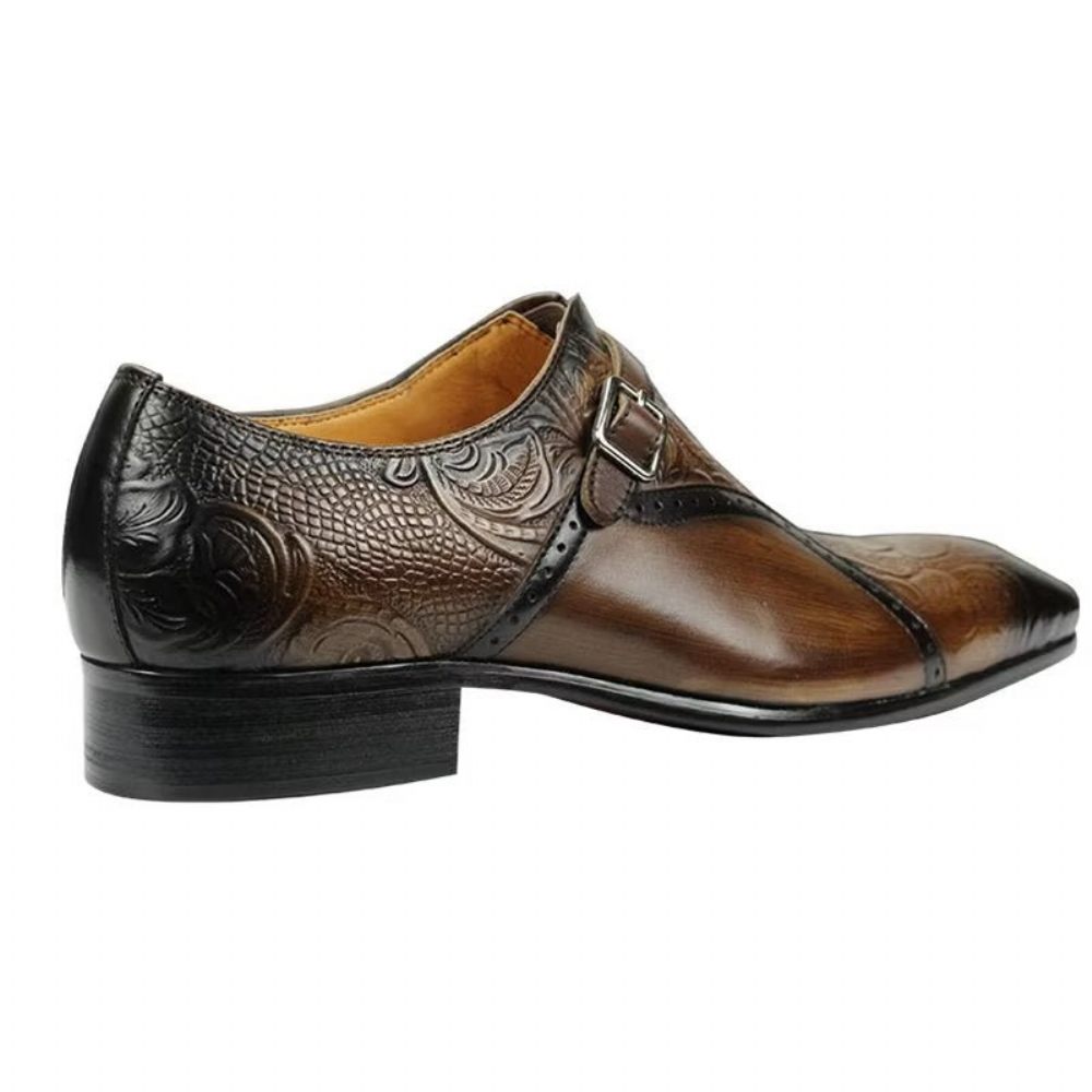 Chaussures Formelles Pour Hommes Richelieu Mariage Cuir Véritable Élégantes - Café