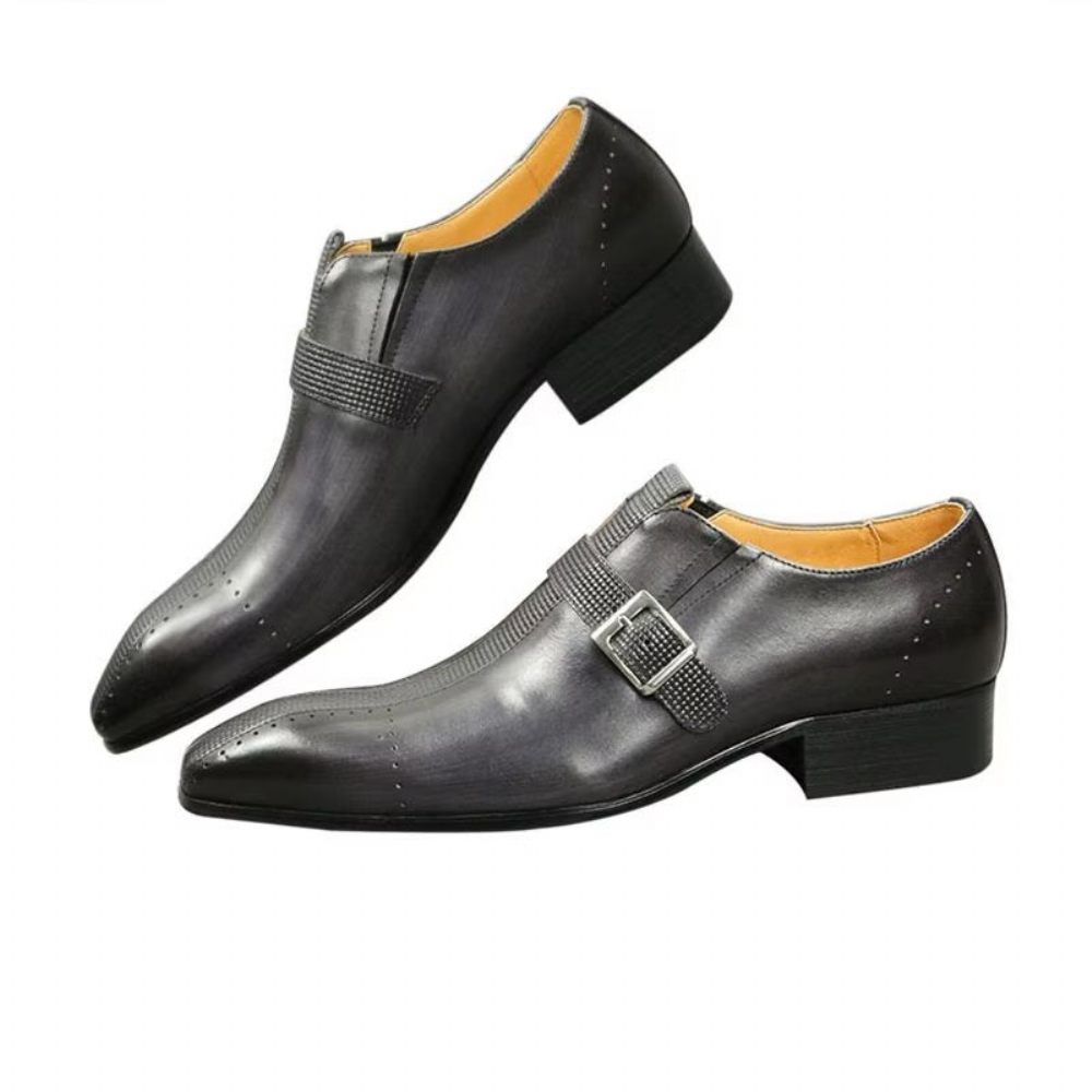 Chaussures Formelles Pour Hommes Richelieu Mariage Cuir Véritable Modish - Gris