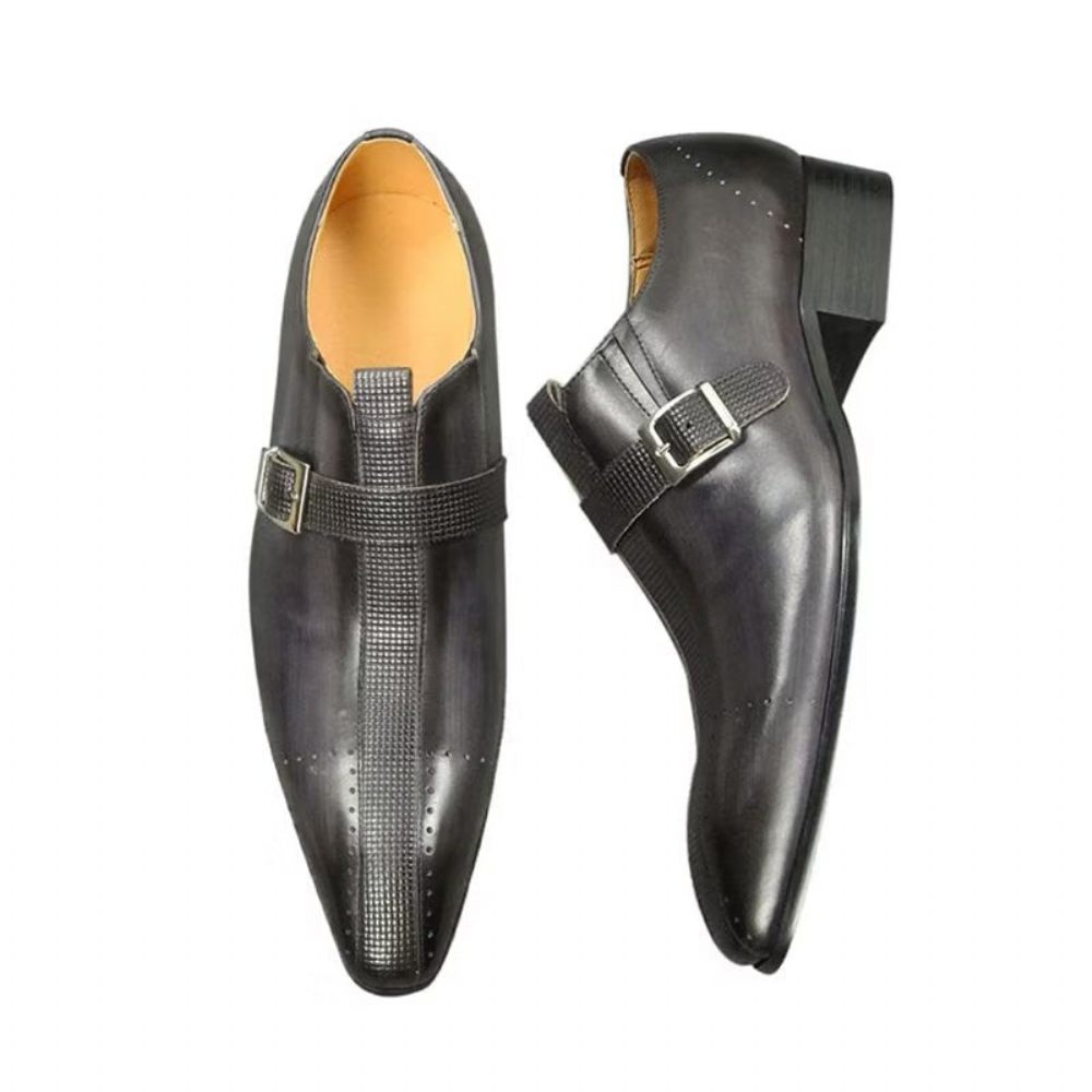 Chaussures Formelles Pour Hommes Richelieu Mariage Cuir Véritable Modish - Gris