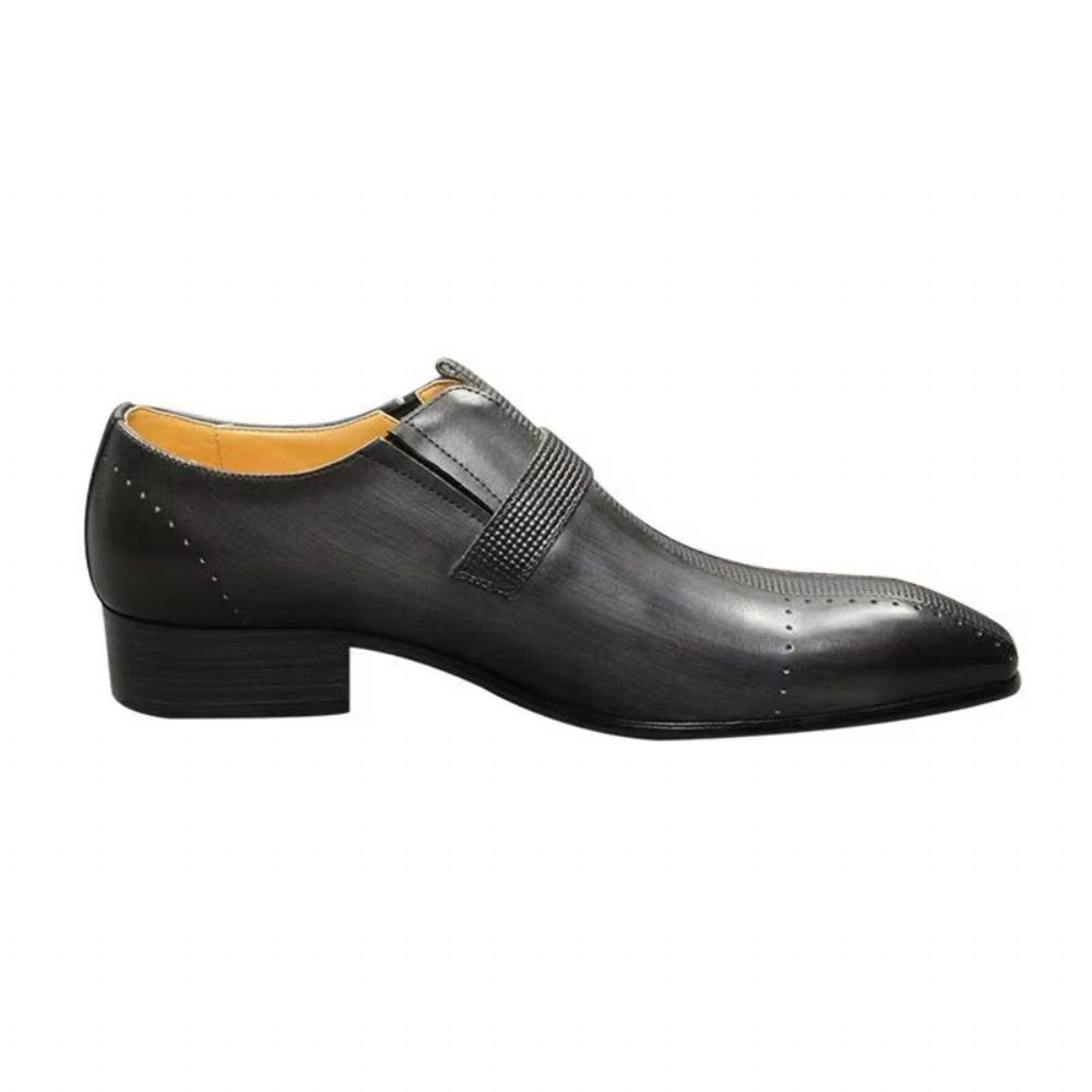 Chaussures Formelles Pour Hommes Richelieu Mariage Cuir Véritable Modish - Gris