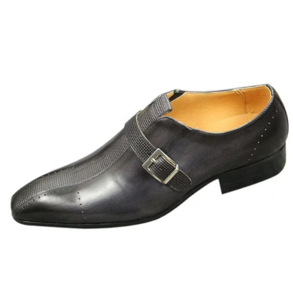 Chaussures Formelles Pour Hommes Richelieu Mariage Cuir Véritable Modish - Gris