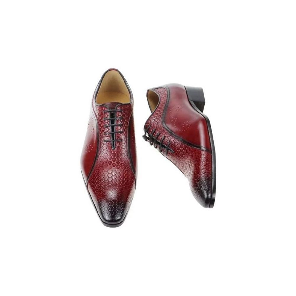 Chaussures Formelles Pour Hommes Richelieus Mariage Cuir Opulent - Rouge