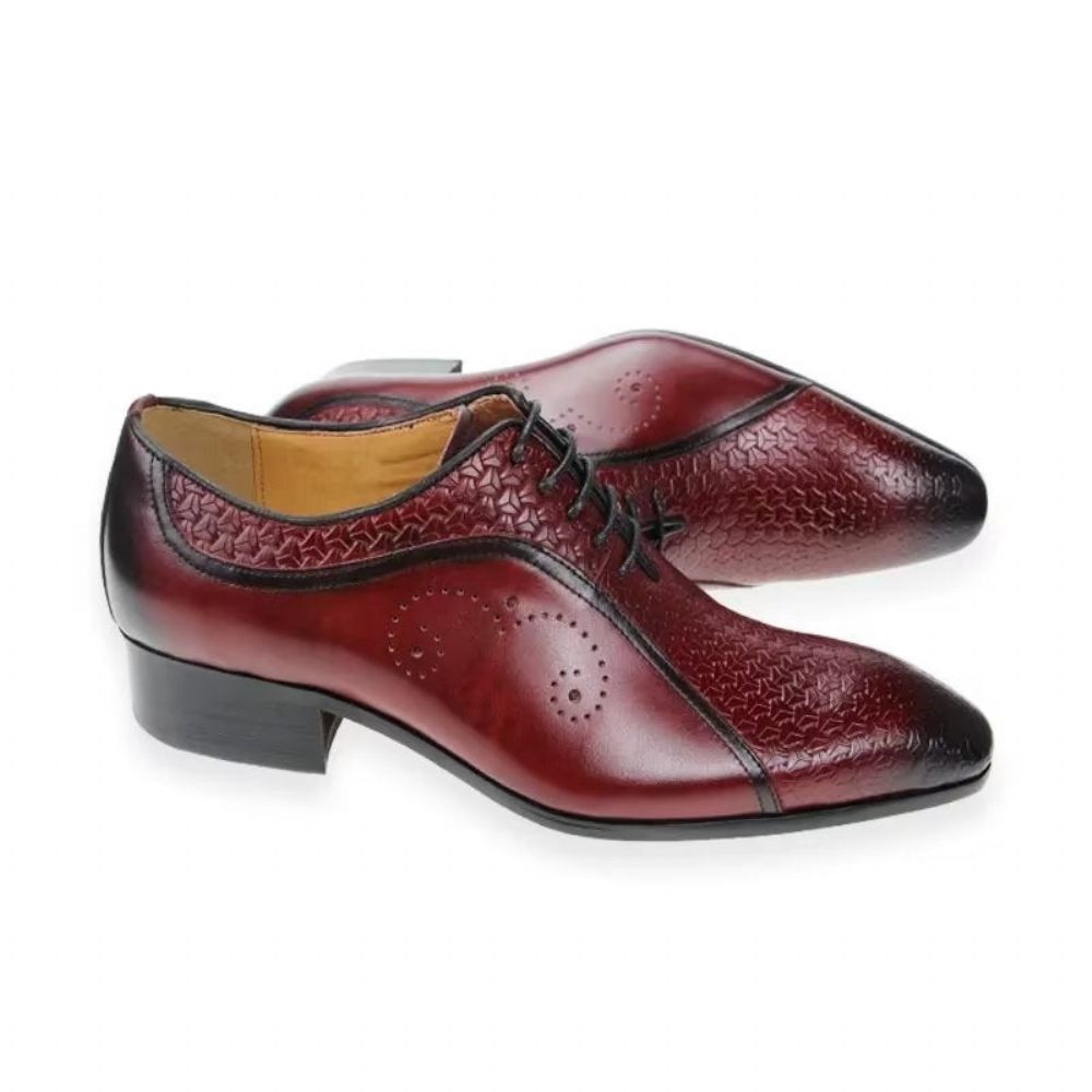 Chaussures Formelles Pour Hommes Richelieus Mariage Cuir Opulent - Rouge