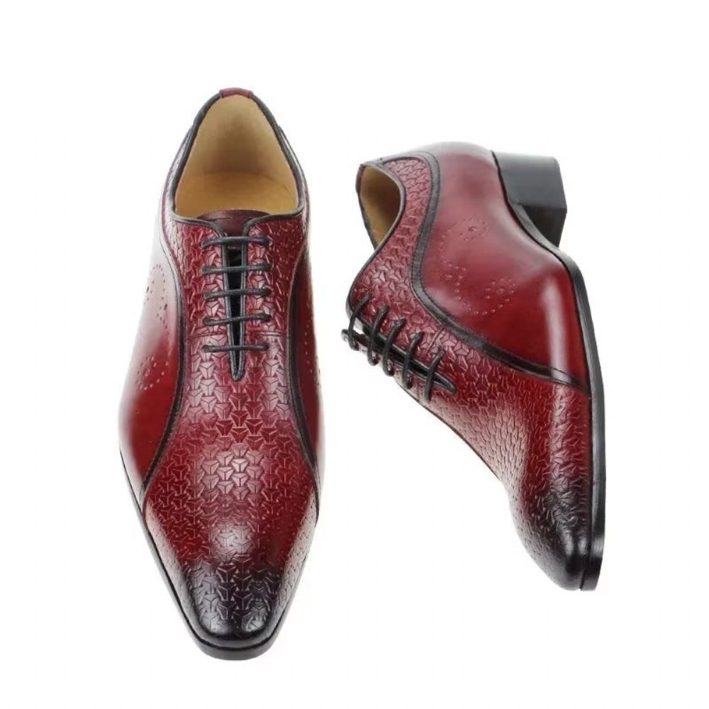 Chaussures Formelles Pour Hommes Richelieus Mariage Cuir Opulent - Rouge