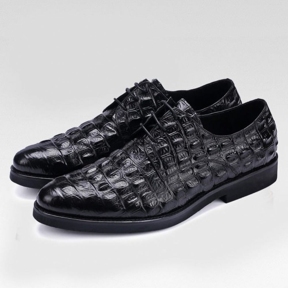 Chaussures Formelles Pour Hommes Richelieus Oxford Cuir Gaufré Luxe - Noir