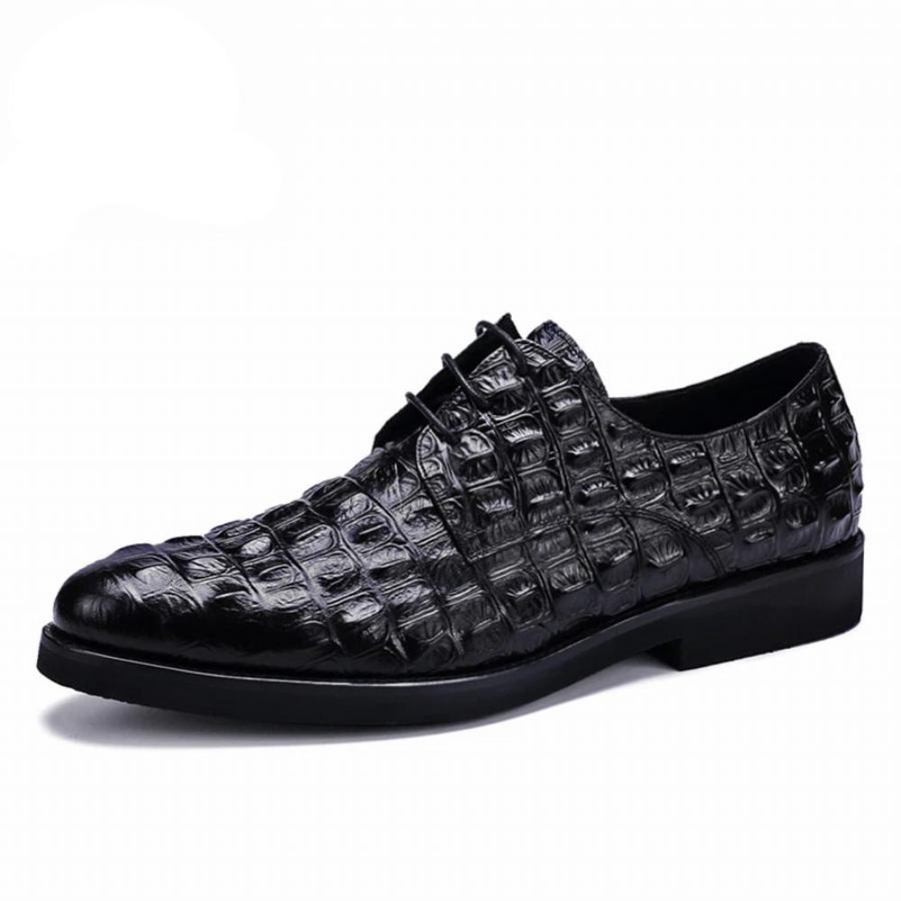 Chaussures Formelles Pour Hommes Richelieus Oxford Cuir Gaufré Luxe - Noir