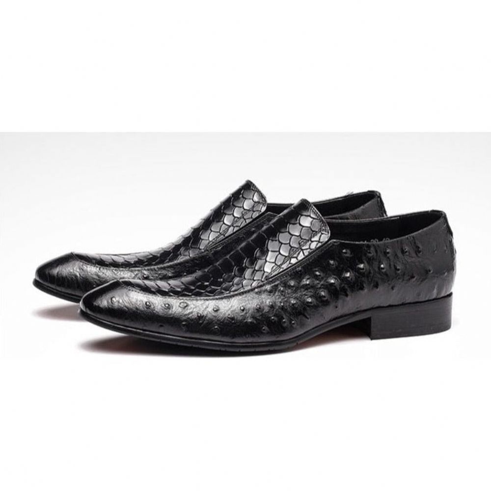 Chaussures Formelles Pour Hommes Richelieus Oxford À Enfiler Cuir Texture Croco