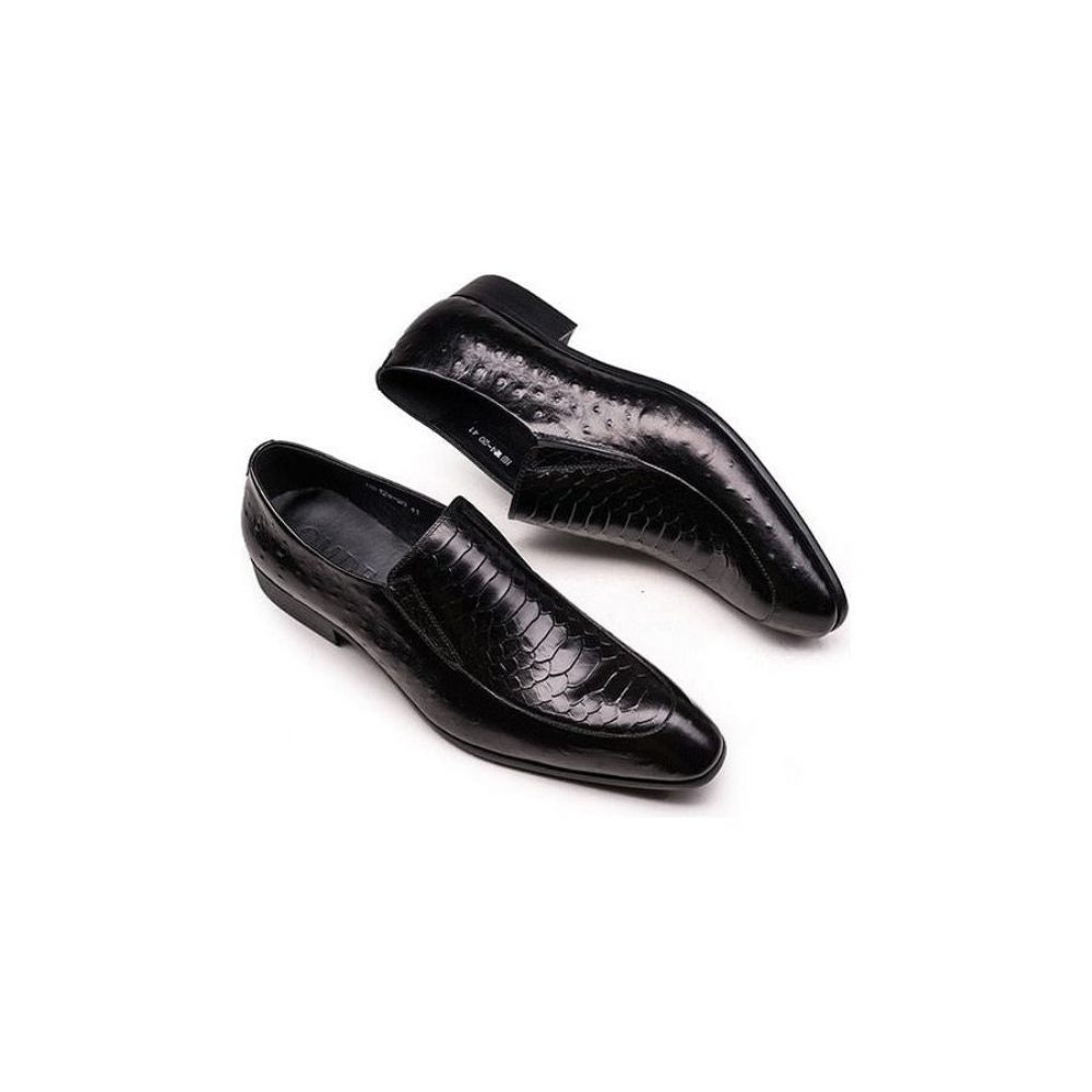 Chaussures Formelles Pour Hommes Richelieus Oxford À Enfiler Cuir Texture Croco - Noir