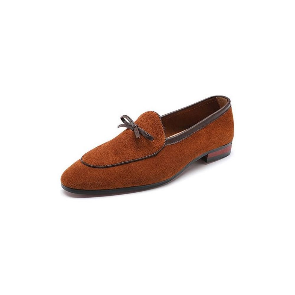 Chaussures Formelles Pour Hommes Robe Mariée Chic À Bout Pointu Et Pompon - Marron