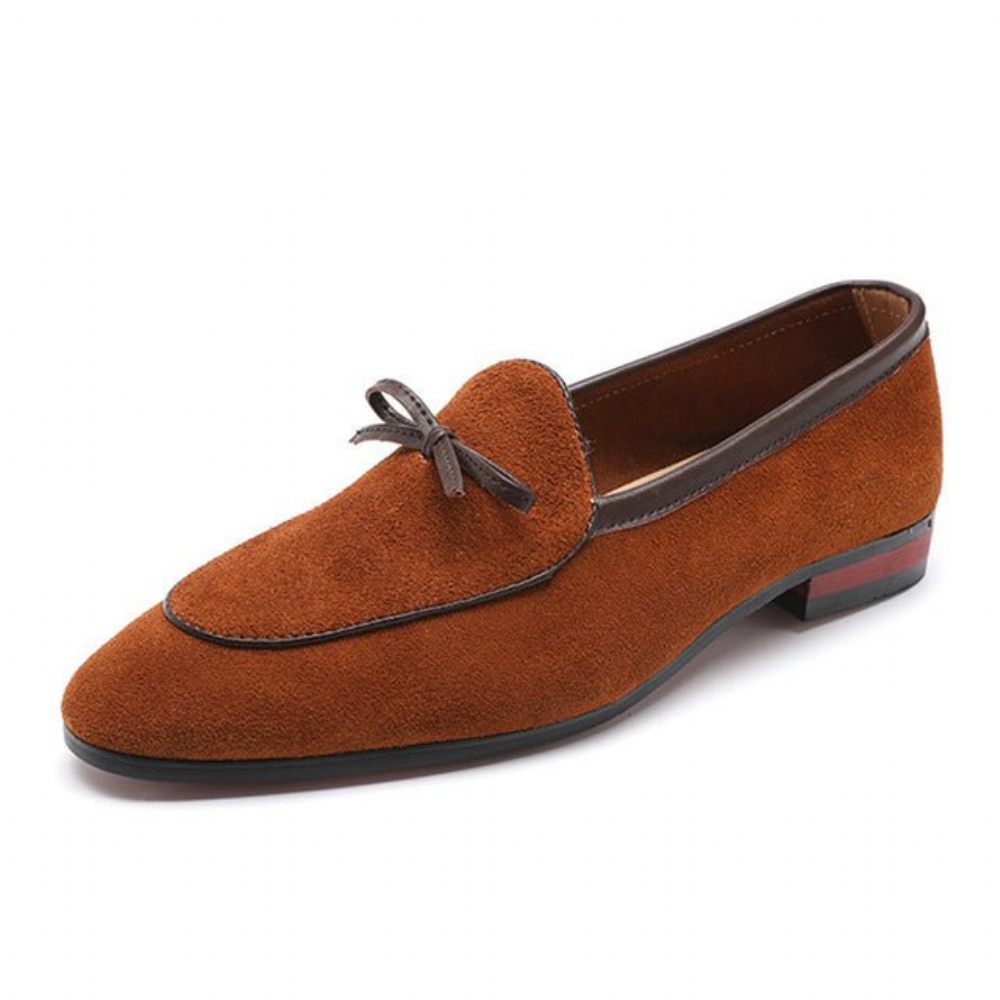 Chaussures Formelles Pour Hommes Robe Mariée Chic À Bout Pointu Et Pompon - Marron