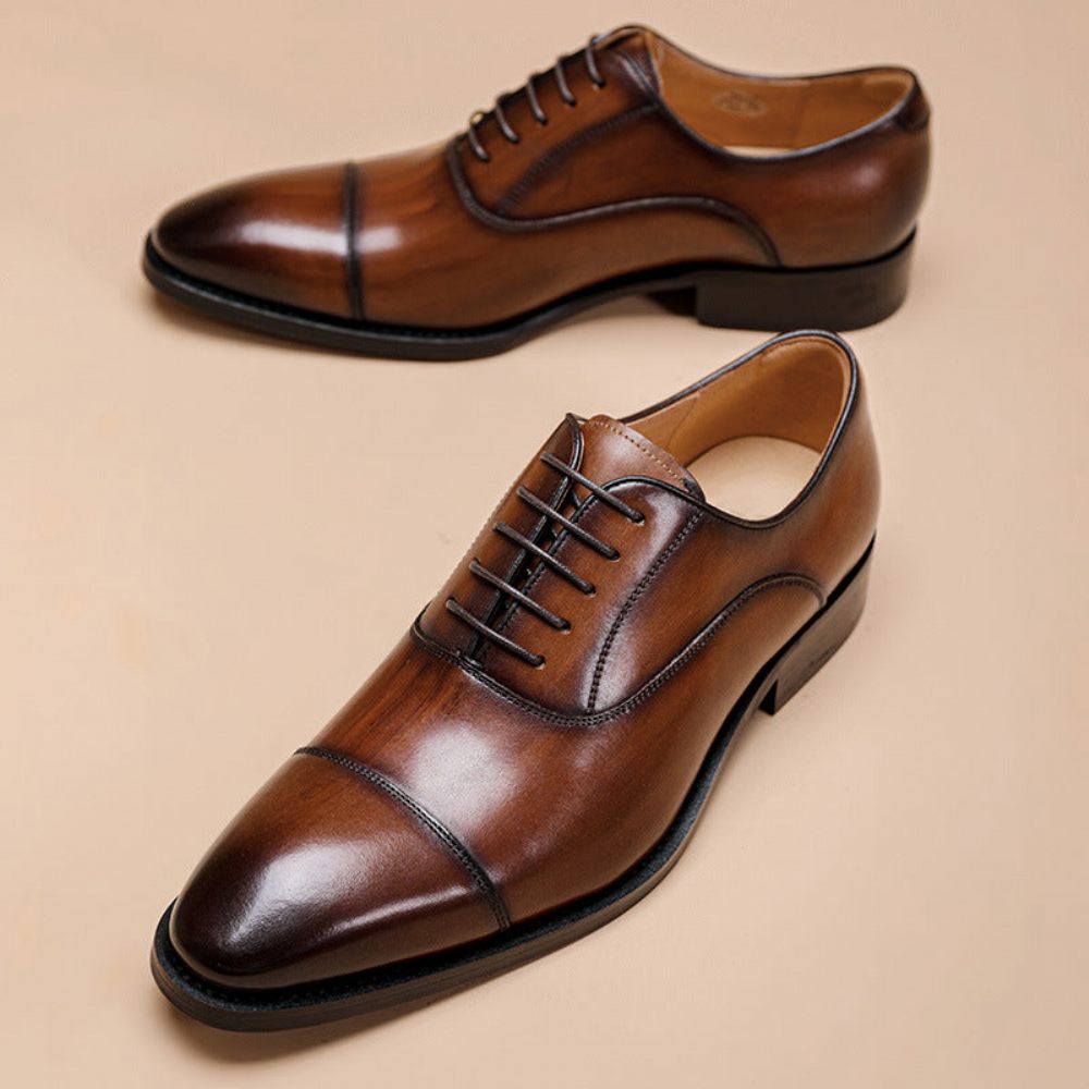 Chaussures Formelles Pour Hommes Robe Mariée À Lacets Exquises - Café