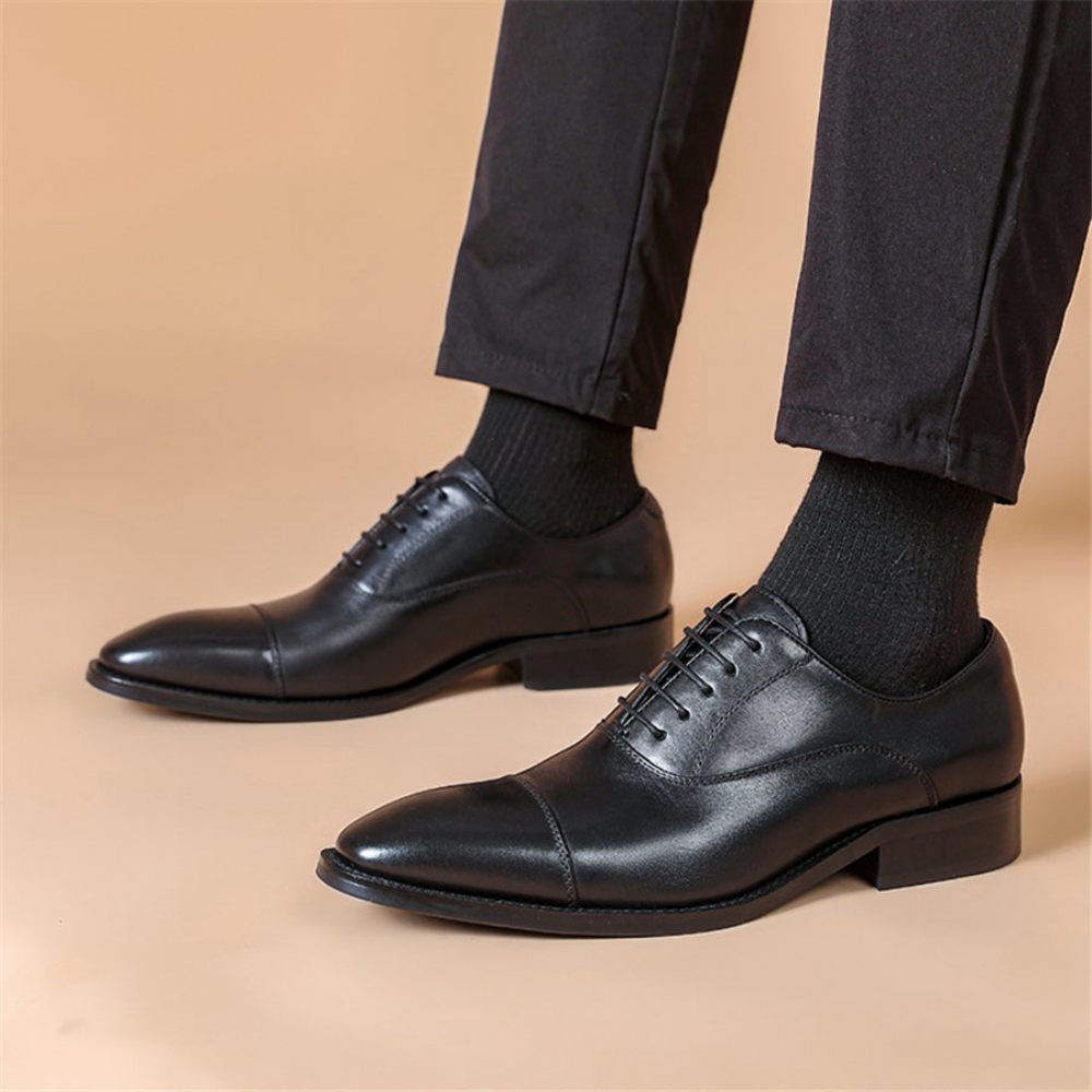 Chaussures Formelles Pour Hommes Robe Mariée À Lacets Exquises - Noir