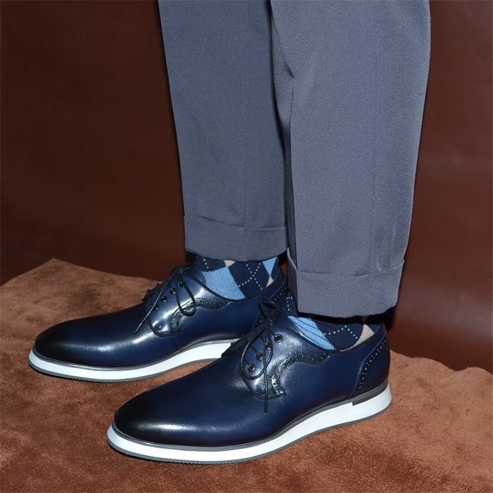 Chaussures Formelles Pour Hommes Robe Urbaine Élégante À Lacets Élégance - Bleu